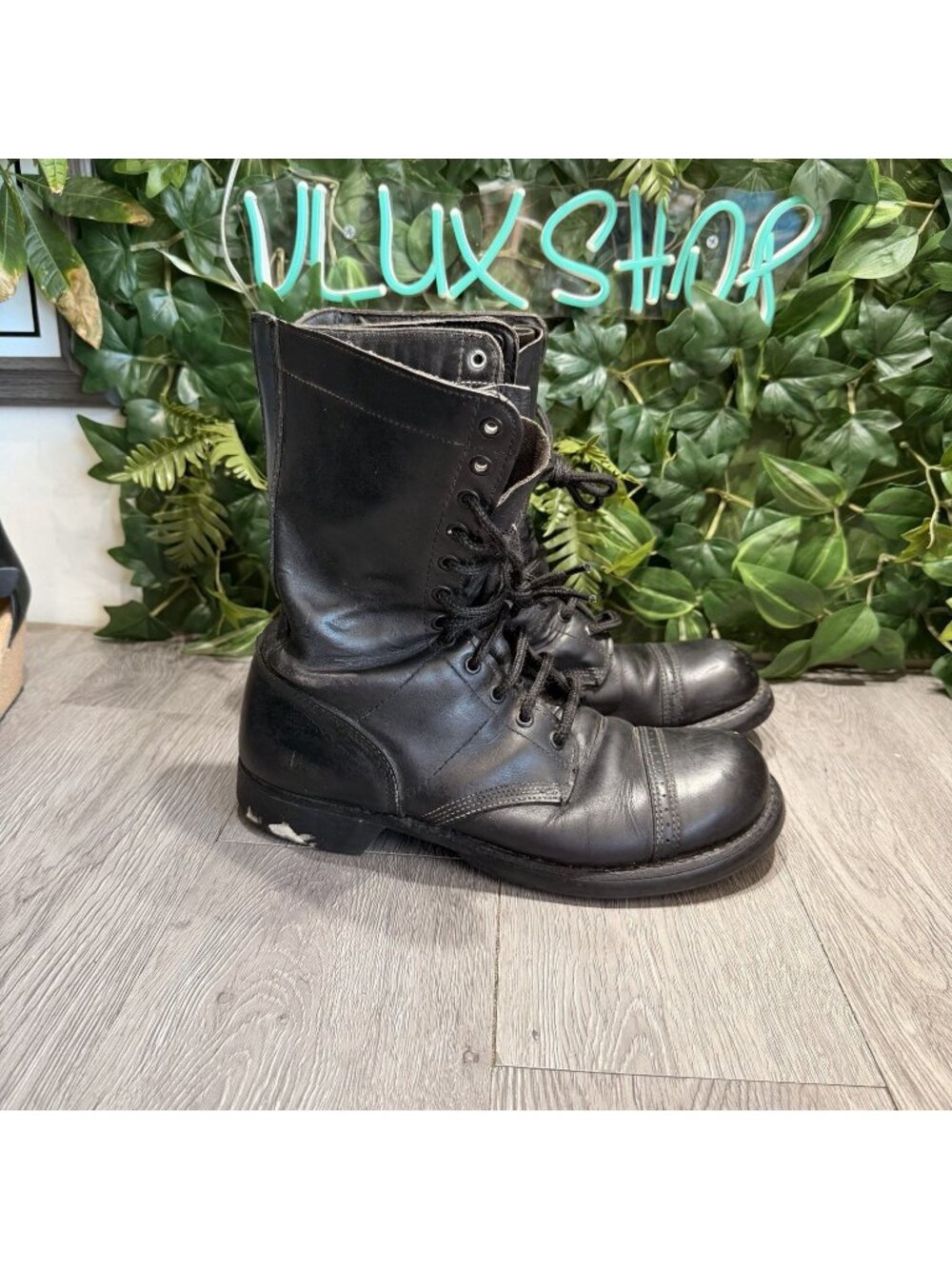 CORCORAN CLASSIC COMBAT STOUGHTON MA. BLACK LACE UP ARMY WARRIOR DRILL BOOTS 9 E